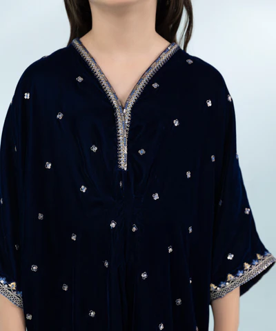 Embroidered Velvet Kaftan - Image 3