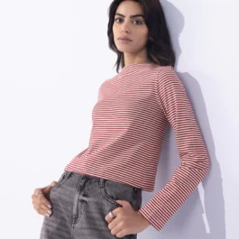Slash Neck Striped T-Shirt